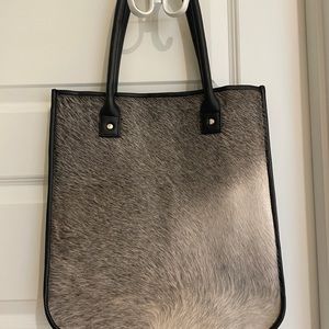 Hair on hide leather tote